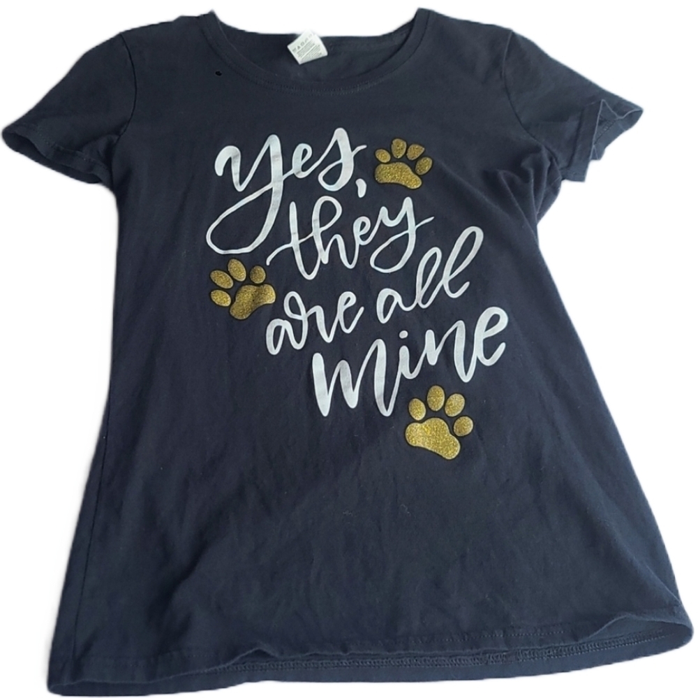 Fruit of the Loom Dog Shirt | White and Gold on a Black Shirt | Women's Size S